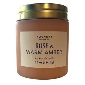 Foundry Candle Co. Rose & Warm Amber Single Wick Soy Blend Scented Candle 6.5oz
